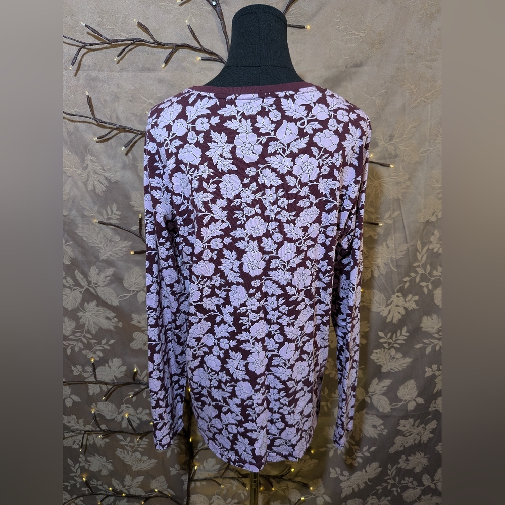 Land's End Relaxed Fit Long Sleeve Floral T-shirt, Size L, EUC! - Picture 3 of 5